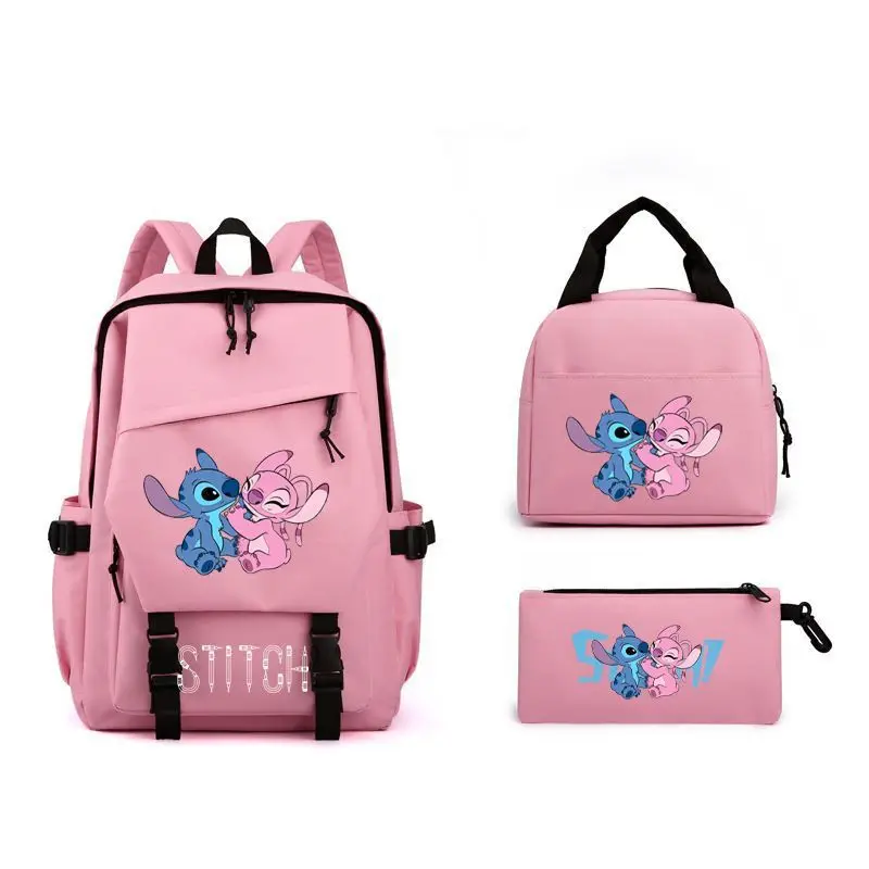 3Pcs/set Lilo And Stitch Backpack with Lunch Bag Pencil Case for Girl Boy Schoolbag Back To School Bookbag Kid Gift Rucksacks