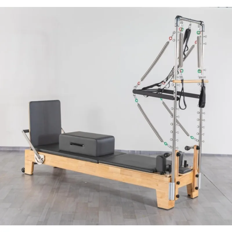 

Solid Oak Wood Pilates Reformer w/ Trapeze Tower, Home Use Fitness Machine for Women, Stable & Durable