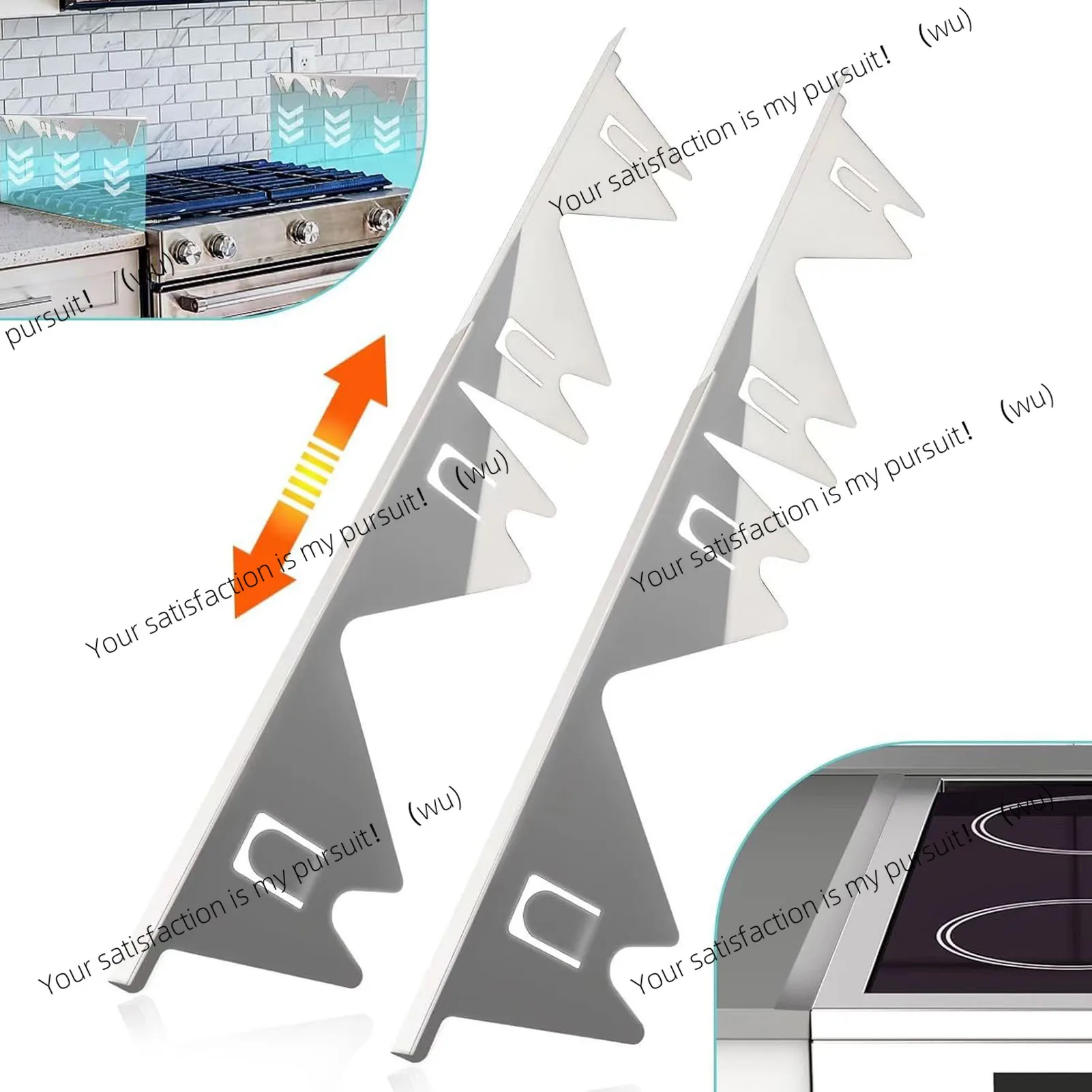 Stainless Steel Stove Gap Filler Heat Resistant Stove Counter Gap Covers 2 Pairs Silver 13.78-27.56in Adjustable for Kitchen