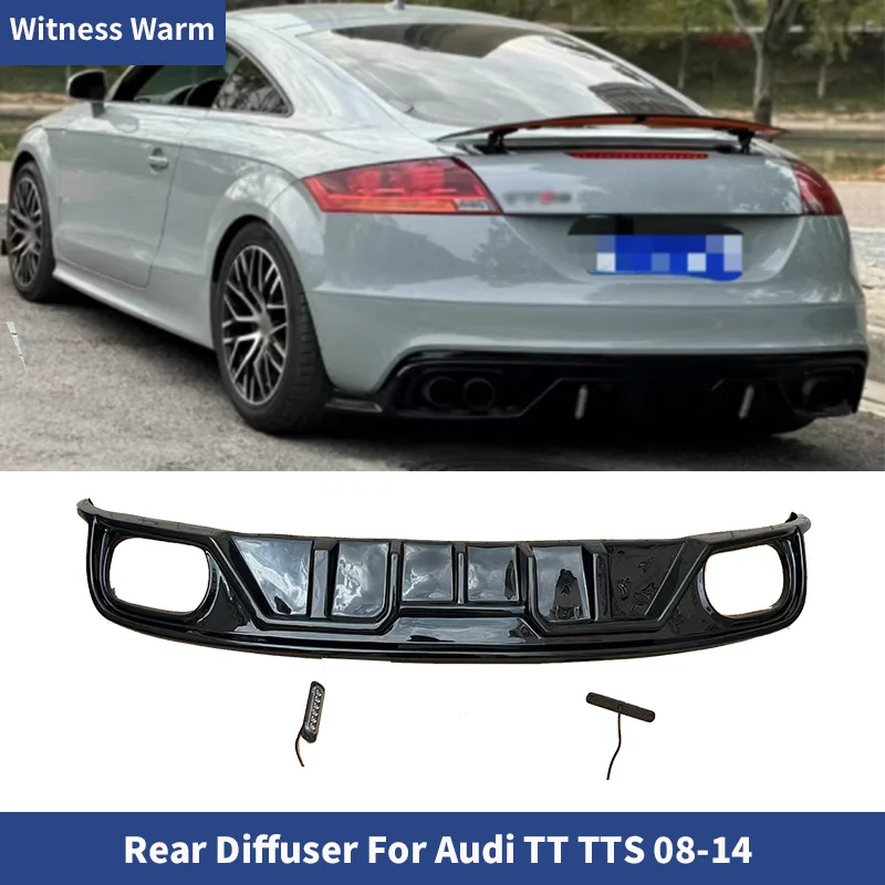 

For Audi TT TTS 08-14 Carbon Fiber Look ABS Bright Black Rear Diffuser Bumper Lip Spoiler Splitter