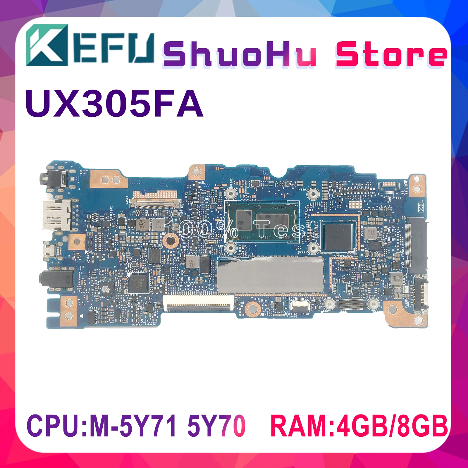 

KEFU UX305FA With 5Y70 5Y71 CPU 4GB 8GB RAM Orgnial Mainboard For ASUS UX305 UX305F UX305FA Laptop Motherboard 100% Tested