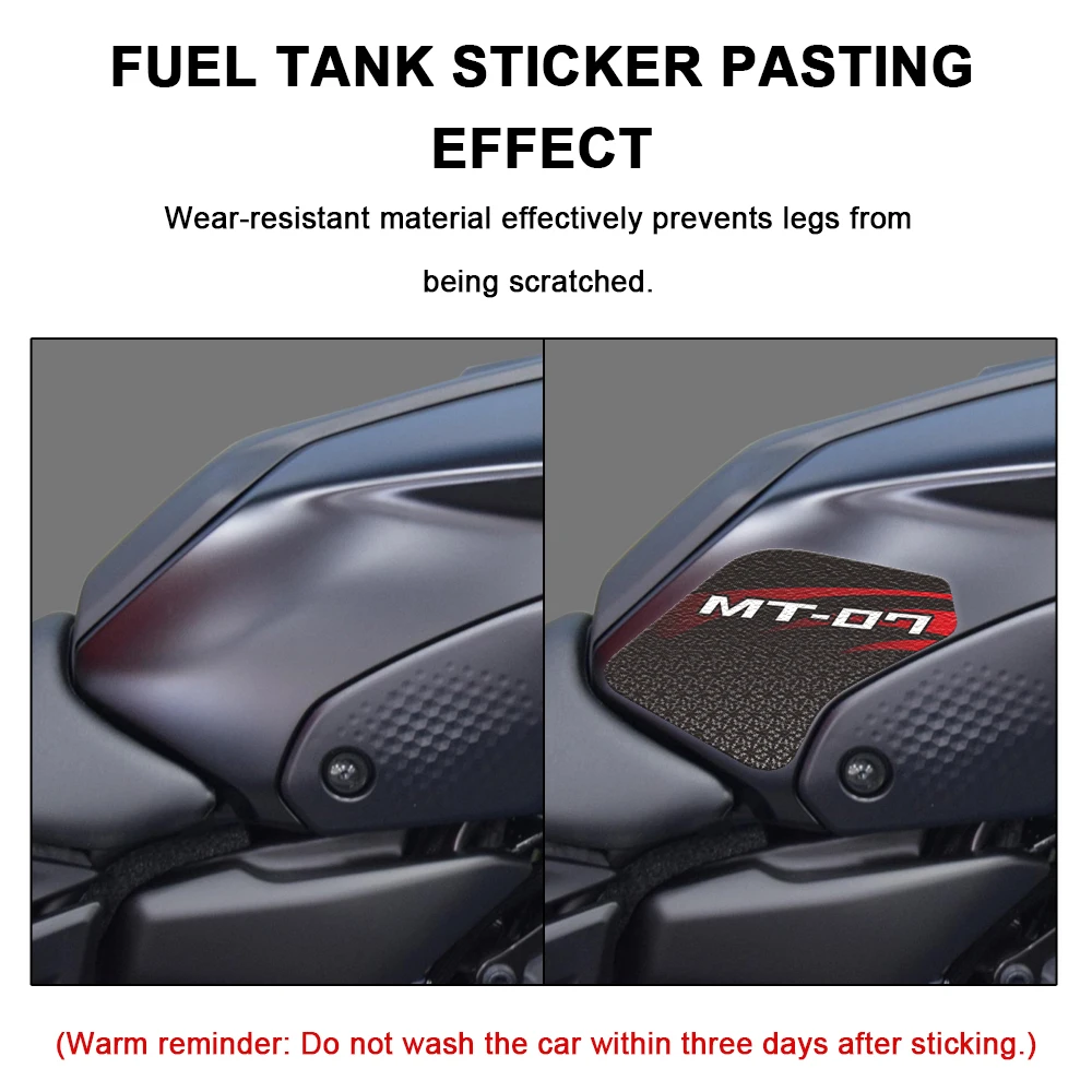 Motorcycle Fuel Tank Pad Sticker Accessories For Yamaha MT07 MT 07 MT-07 2021 2022 2023 2024 Non-slip Side Tank Protective Decal