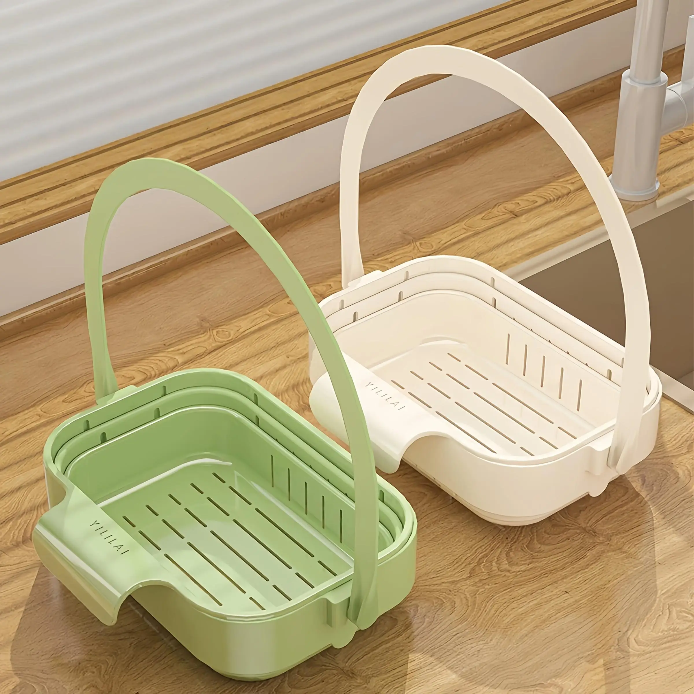 Upgraded Foldable Kitchen Sink Strainer, No-Drill Hanging Drain Rack Food Catcher
