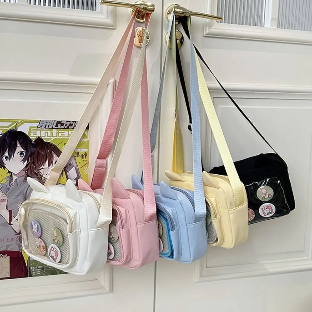 

Trendy Japanese Transparent Itabag Nylon Y2k Transparent Crossbody Bag Lolita Badge Display Small Square Bag Girls