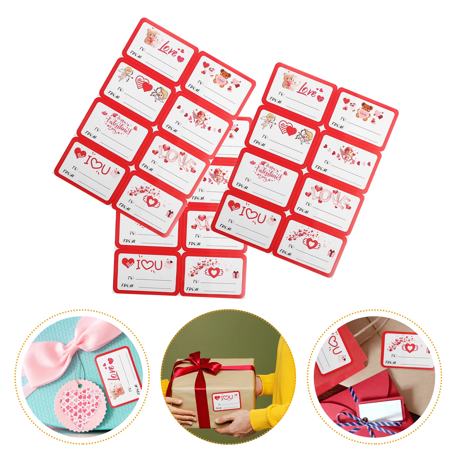 

10 Sheets Framed Valentine'S Day Romantic To From Name Adhesive Party Favors Envelope Wrapping Sealing Bag Label Stickers Bulk