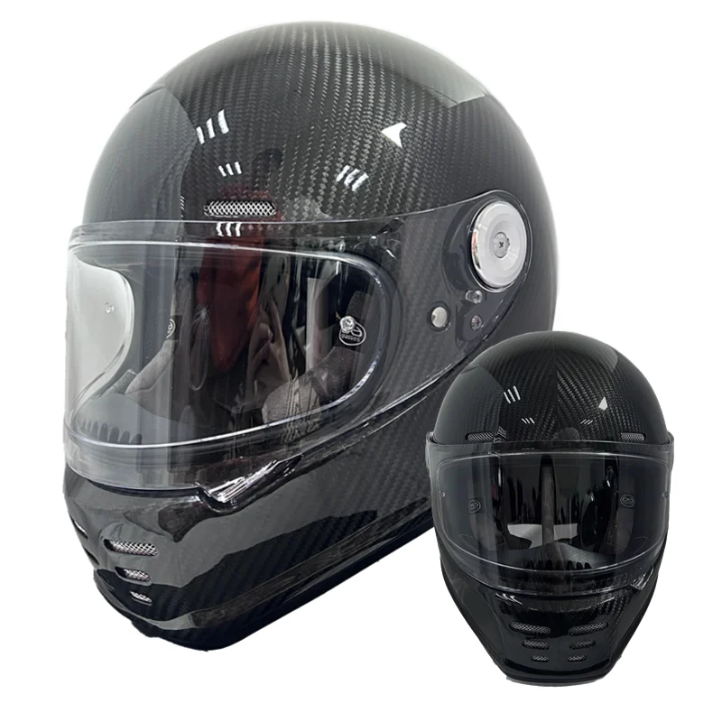 Factory Direct Retro Full Helmet - 3C Carbon Fiber, Visor,12-Month Warranty