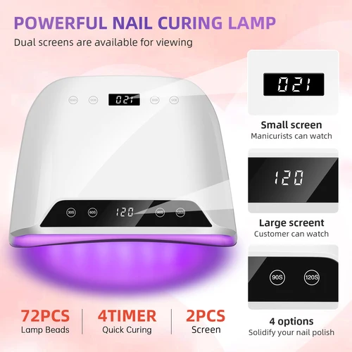 Imagen 2 del producto Lámpara de secado de uñas 72LEDS para esmalte de uñas en Gel con 4 ajustes de temporizador pantalla HD Sensor automático máquina de secado de uñas profesional