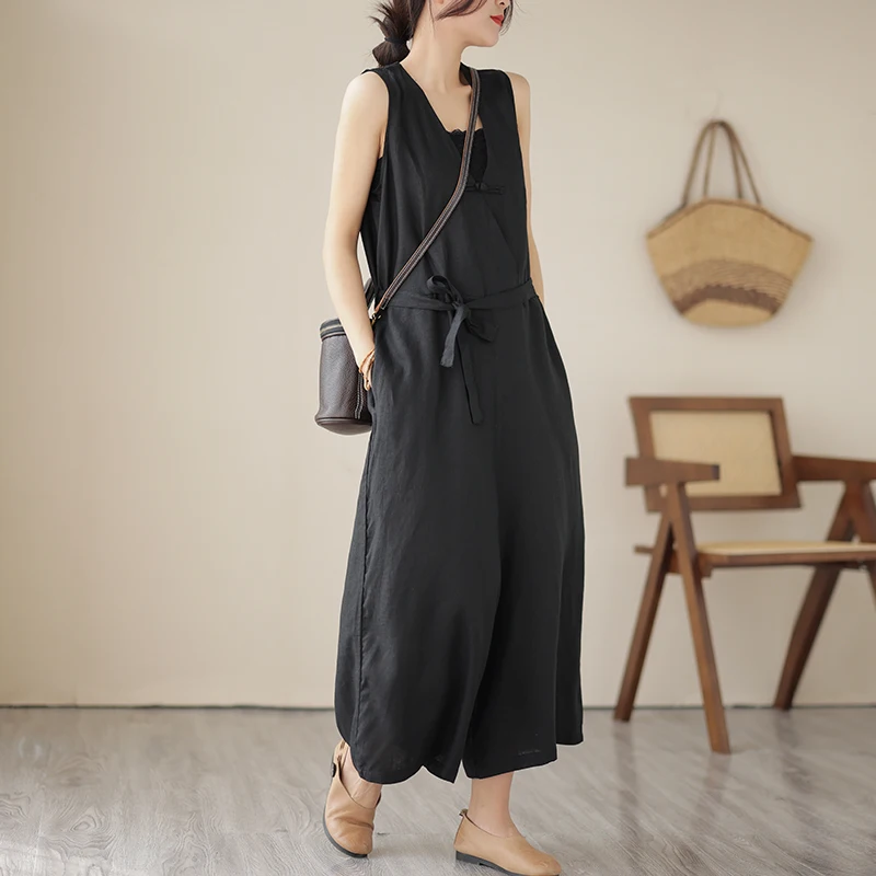 

Повседневные хлопковые комбинезоны для женщин, летние брюки с высокой талией и девятью точками, комбинезон, рабочая одежда, дизайн с поясом на талии