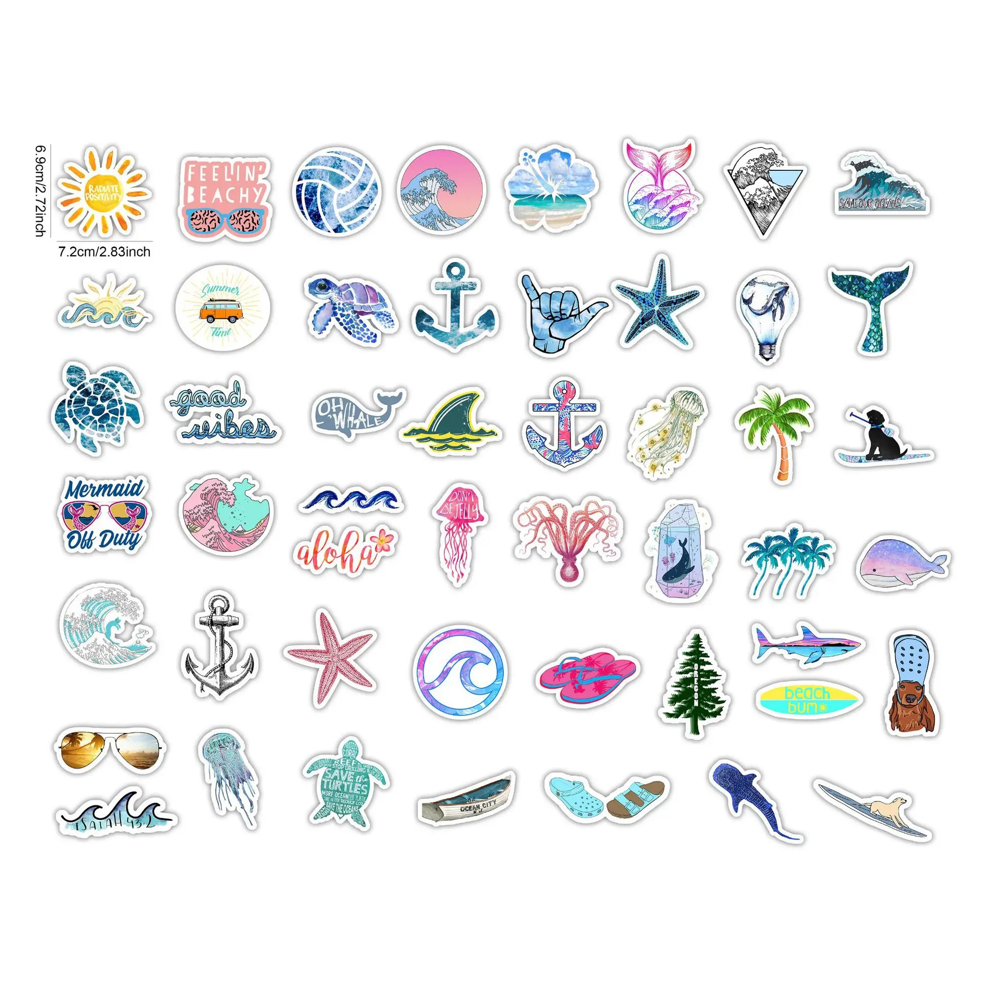 10/30/50Pcs Ocean Beach Starfish Hawaii Stickers  Decal Laptop Motorcycle Luggage Snowboard Fridge Car waterproof Sticker