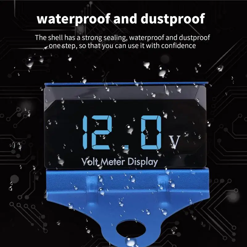 Meteran voltase Digital sepeda motor, meteran pengukur voltase Digital 12V dengan tampilan Led untuk voltase mobil, meteran Audio mobil tahan air