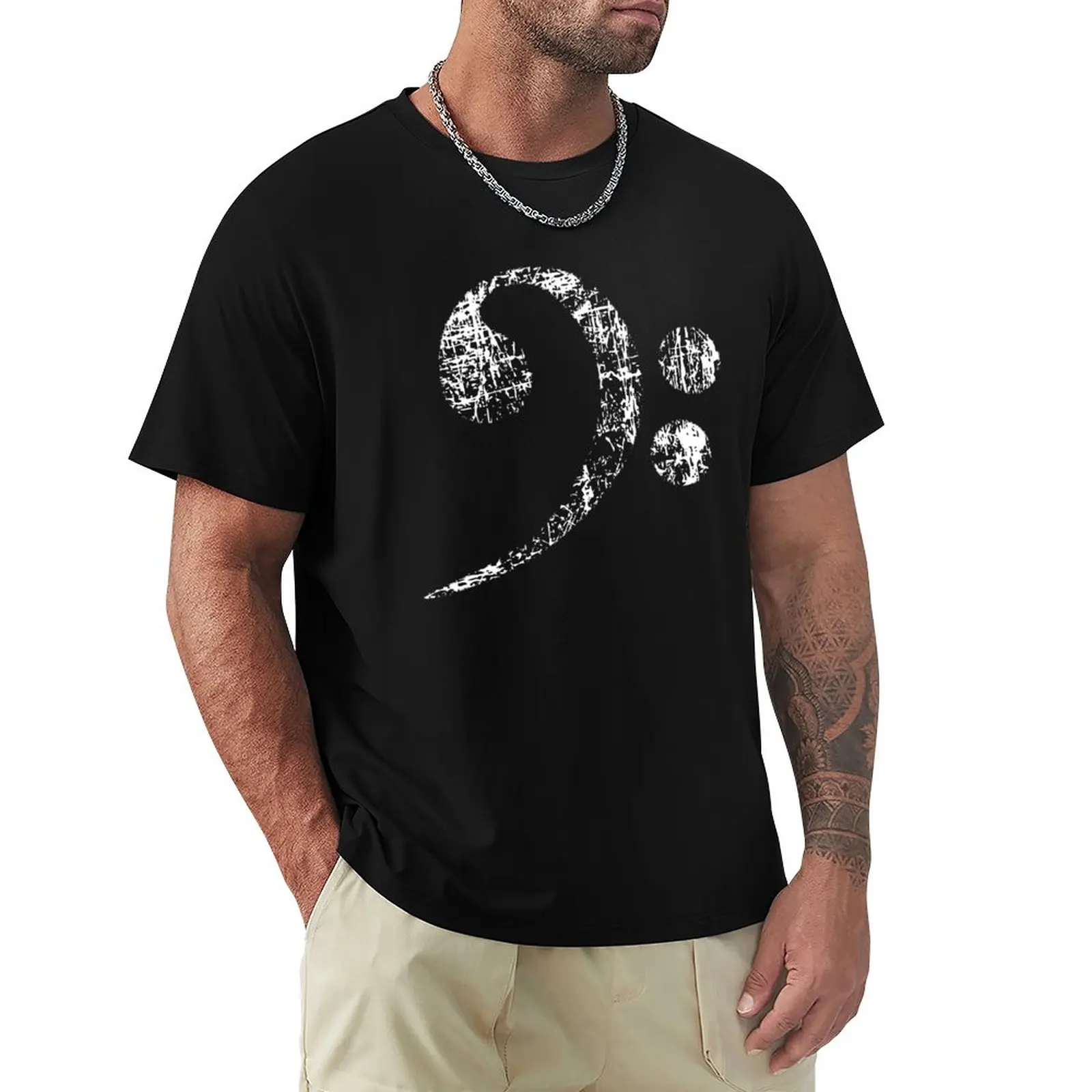 Bass clef Distressed T-Shirt cute clothes plus size tops plus sizes oversized t shirts for men