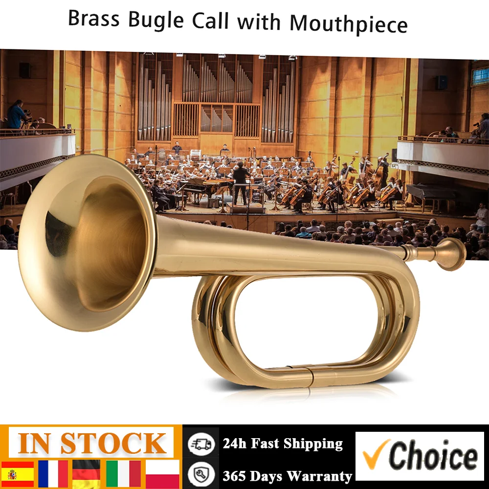 Bugle Call Trumpet Brass Cavalry Horn with Mouthpiece for School Band Cavalry Military Orchestra