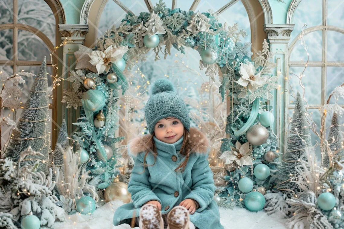 Mehofond Photography Background Winter Christmas Arch Wonderland Snow Xmas Tree Kids Family Portrait Decor Backdrop Photo Studio