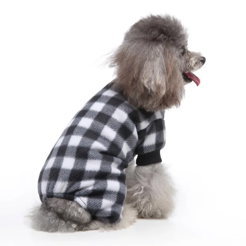 Autumn/Winter Plaid Plush Pet Pajamas New Black And Red Dog Supplies Unique Pet Cat Coat For Home Trendy Warm Pet Clothes