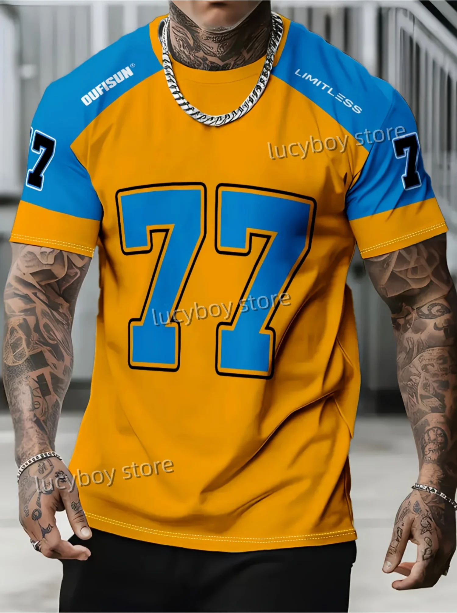 

2025 men new NO.77 Print Men T-Shirt Man Short Sleeves Lightweight PLUS SIZE T-Shirt Vintage 5colors jersey Tees Men Clothing