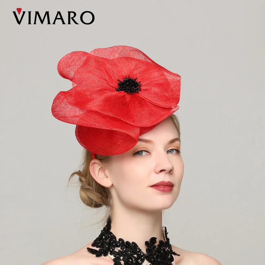 VIMARO Red Sinamay Fascinators for Women Elegant  Hair Accessories for Women Headbands Derby Hats for Women  Fascinator Hats