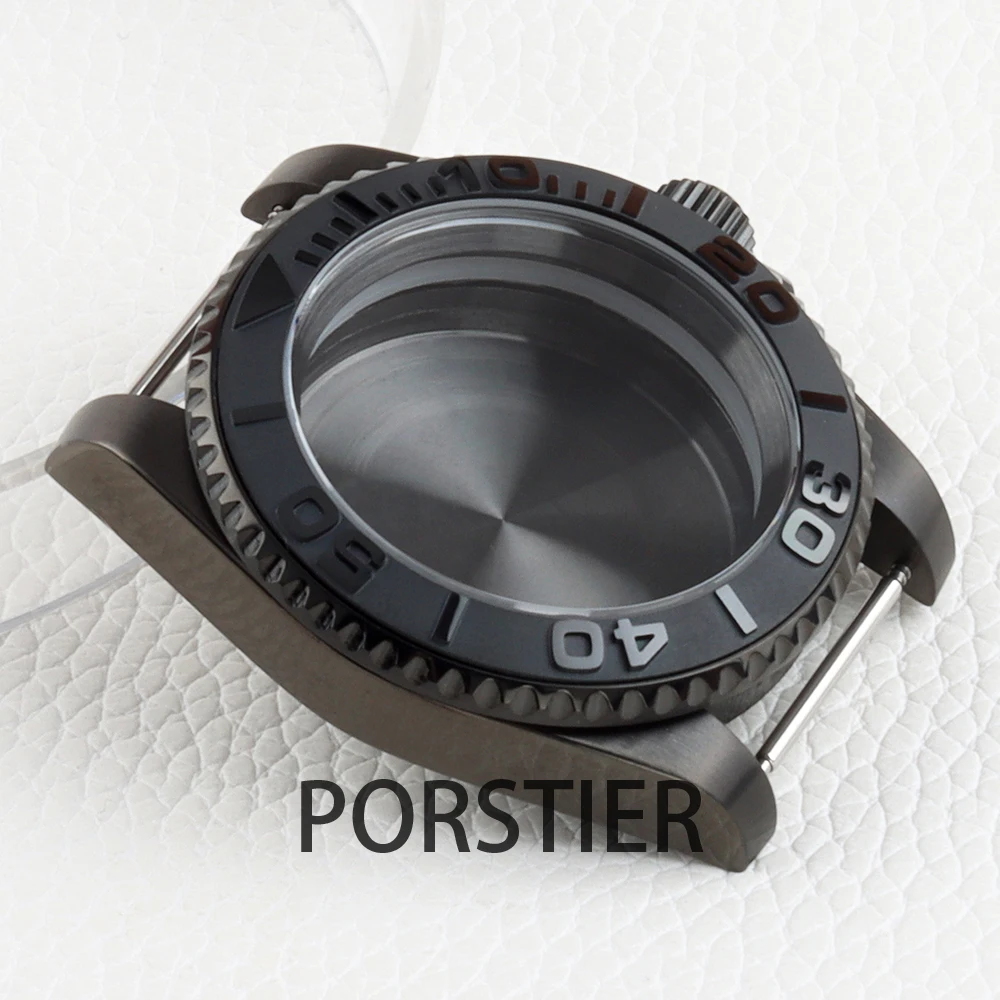 Black PVD 40mm Watch Case for Yacht-master Mod NH34 NH35 NH36 movement 28.5mm dial Sapphire Glass Stainless steel SUB GMT Case