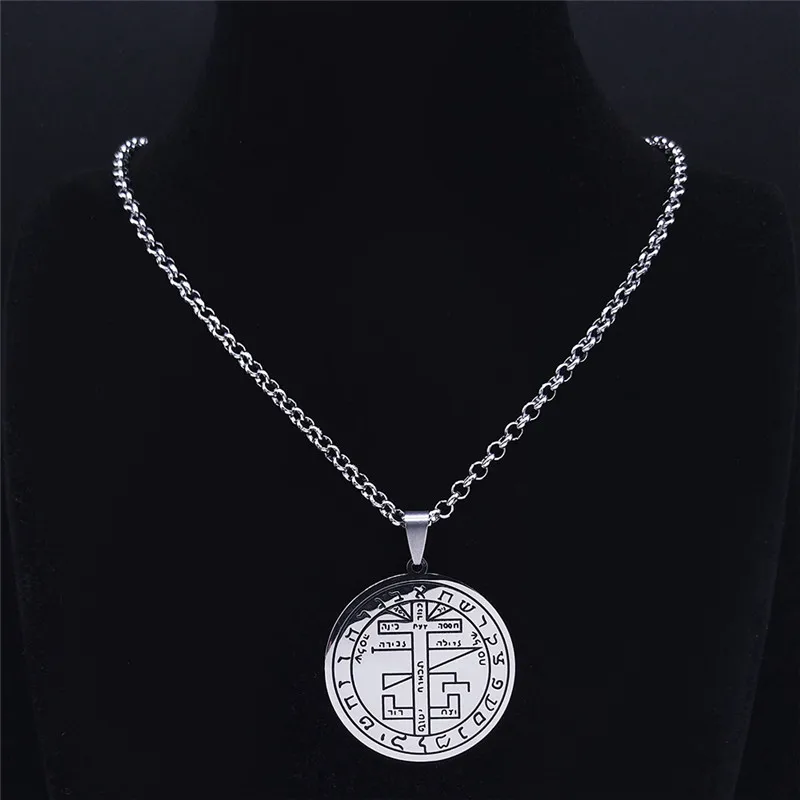 Mystical Figure of Solomon Necklace Stainless Steel Tree of Life Ten Sephiroth Seal Kabbalah Judaism Necklace Jewelry N2767S02