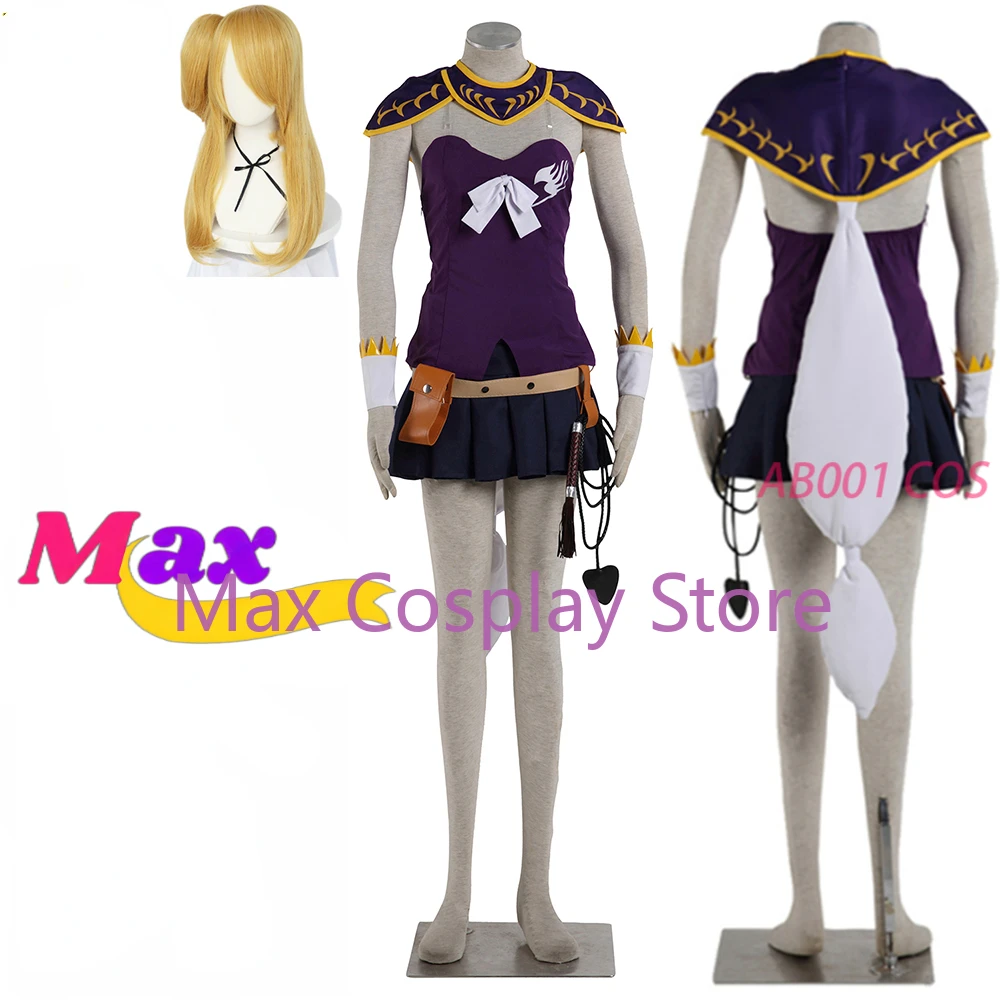 Max Anime Lucy Heartfilia Cosplay Costume Purple Version Lucy Cosplay Dress Full Set Halloween Costume For Women Men Cos YW