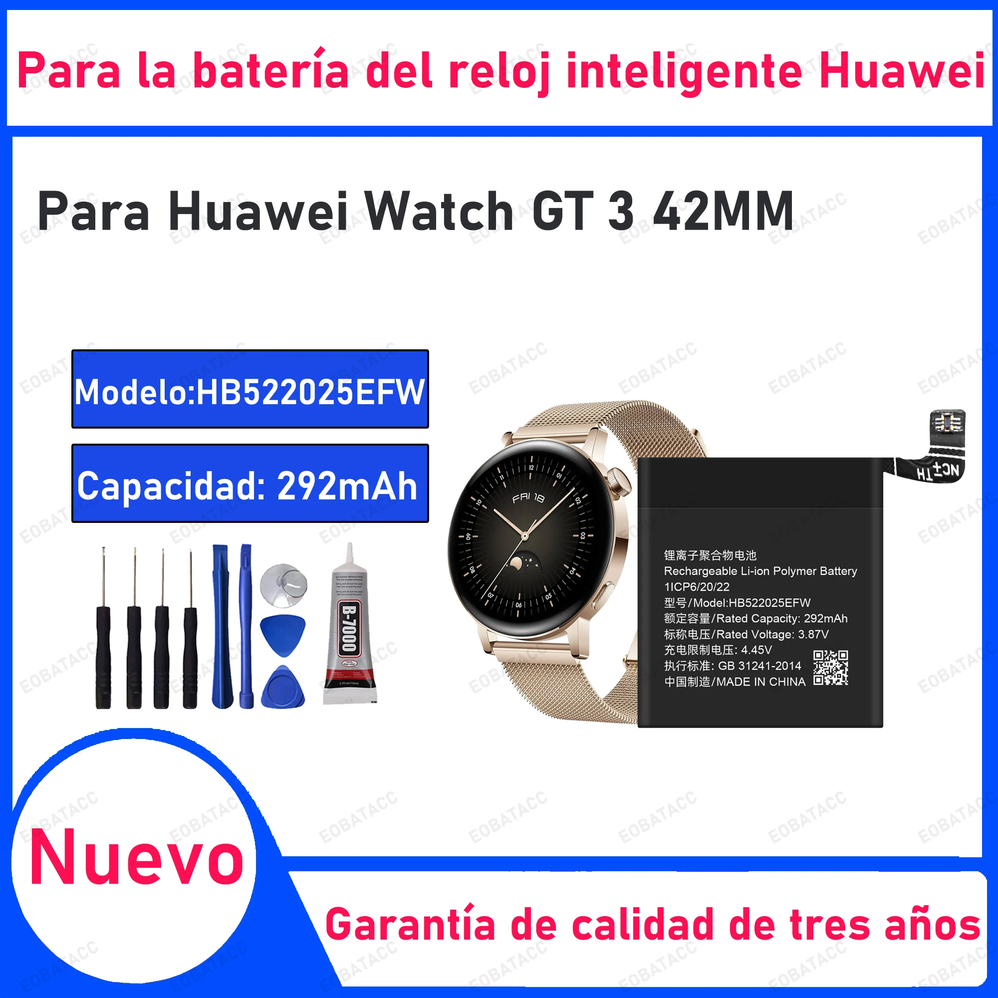 

100% новый высококачественный сменный аккумулятор для часов HB522025EFW для Huawei GT 3 42 мм GT3 Smart Bateria + бесплатные инструменты