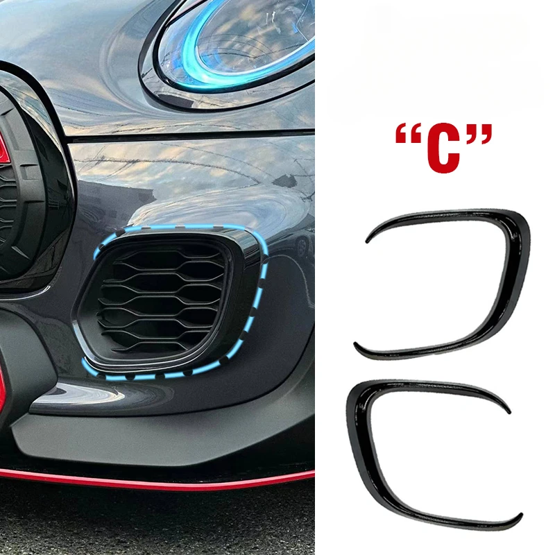 ABS Plastic Canards Stick On Style Type Cover Front Bumper Extenstion Decoration Parts 2014-2021 For Mini Cooper JCW F55 F56 F57