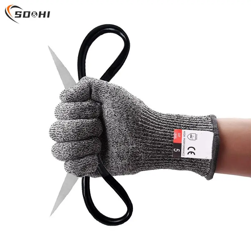 1pair Grade 5 Anti Cutting Gloves Kitchen HPPE Anti Scratch Glass Cutting Safety Protection Horticulturist Protection