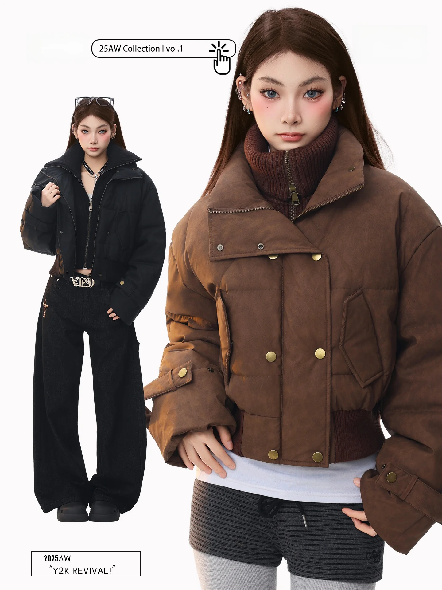 

Женская зимняя куртка PBB в американском ретро-стиле из утолщенного хлопка с двойным воротником из искусственной кожи, свободного кроя, на молнии, для уличной моды