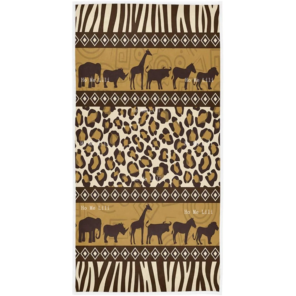 African Animal Leopard Pattern Soft Highly Absorbent Quick-Drying Towel Multipurpose For Bathroom Hotel Gym And Spa