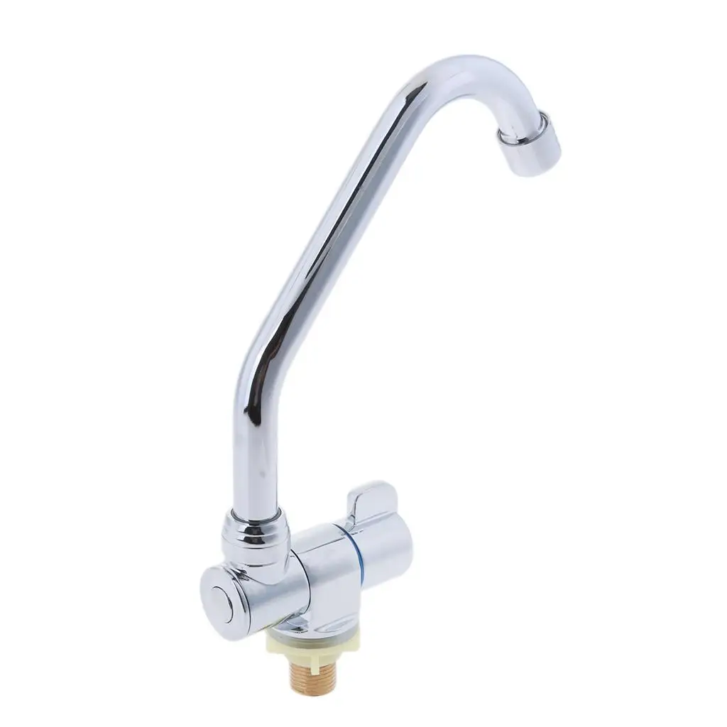 

Single Cold Tap Sink Water Kitchen 360 Degrees Swivel Spout Faucet #005