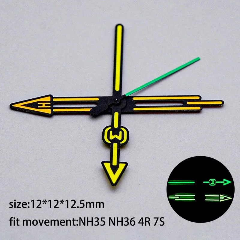 

C3 Green Super Luminous Colorful Watch Hands Pointer NH35 Hands Fits NH34NH36 NH35 4R 7s Automatic Movement Watch Replace Part