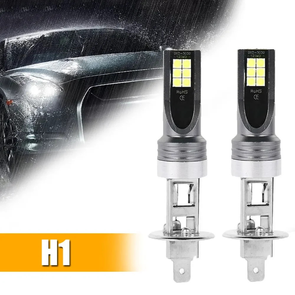 2pcs Universal H1 Car Headlight Bulbs Car Front Fog Lights Multifunctional 100W 6500K Car Lighting Lamps Auto Light Accessories
