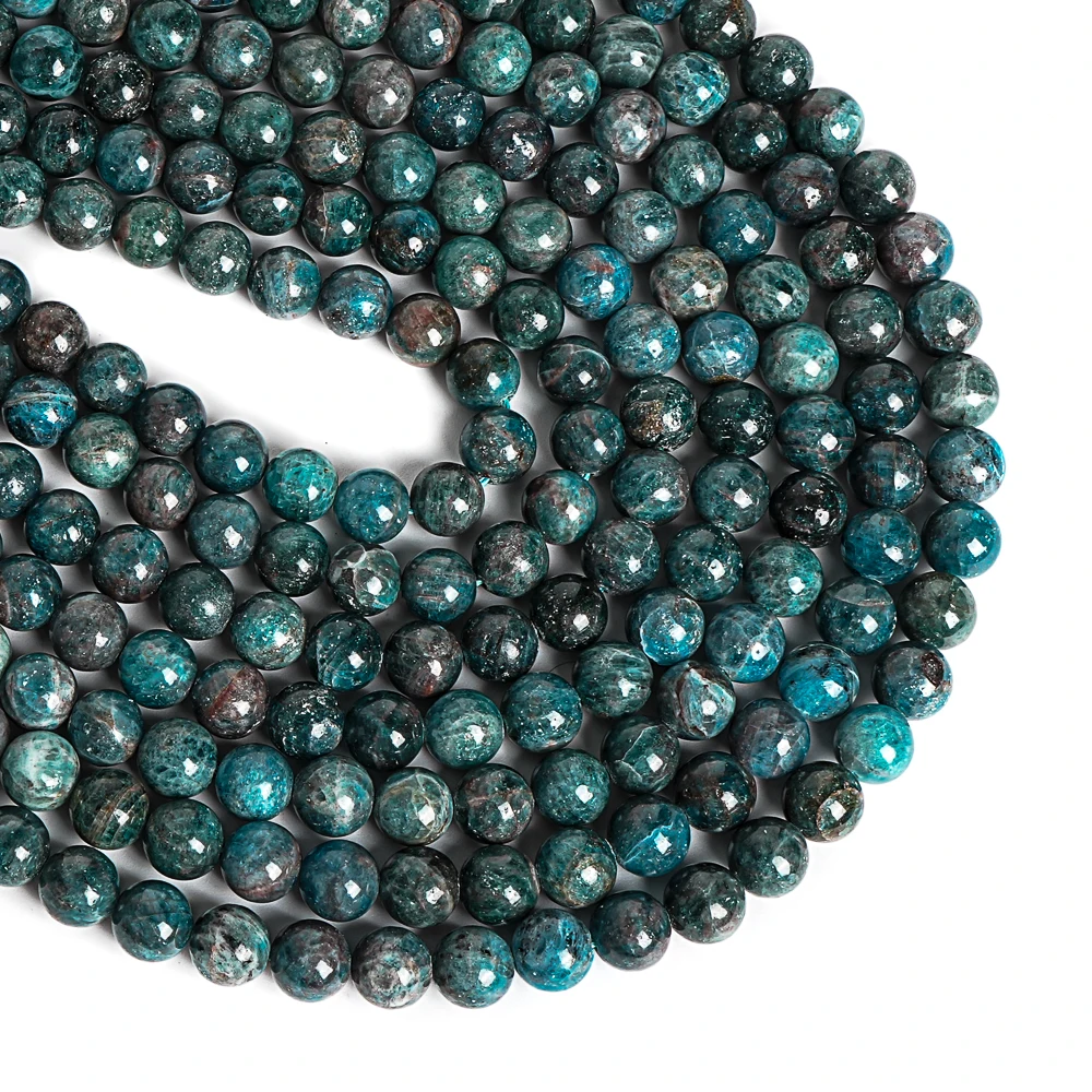 NATURAL BLUE GREEN APATITE STONE BEADS 7-8MM 10MM SMOOTH ROUND LOOSE BEADS FOR DIY JEWELRY MAKING BRACELET NECKLACE EARRINGS DIY - view 6