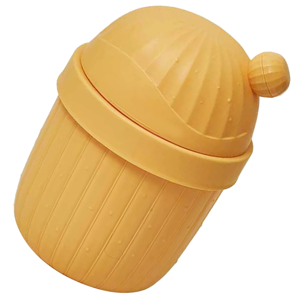 

Household Office Trash Can with Lid Small Desk Garbage Plastic Mini Rubbish Bin Paper