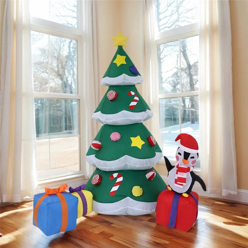 【TODAY-ONLY!】Inflatable Christmas Tree 5.9Ft Lighted Outdoor Decorations Inflatables Blow Up Holiday Party EU EU Plug