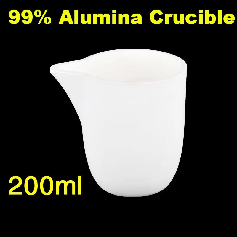 Arc corundum crucible with nozzle 99% alumina 200ml high temperature resistance