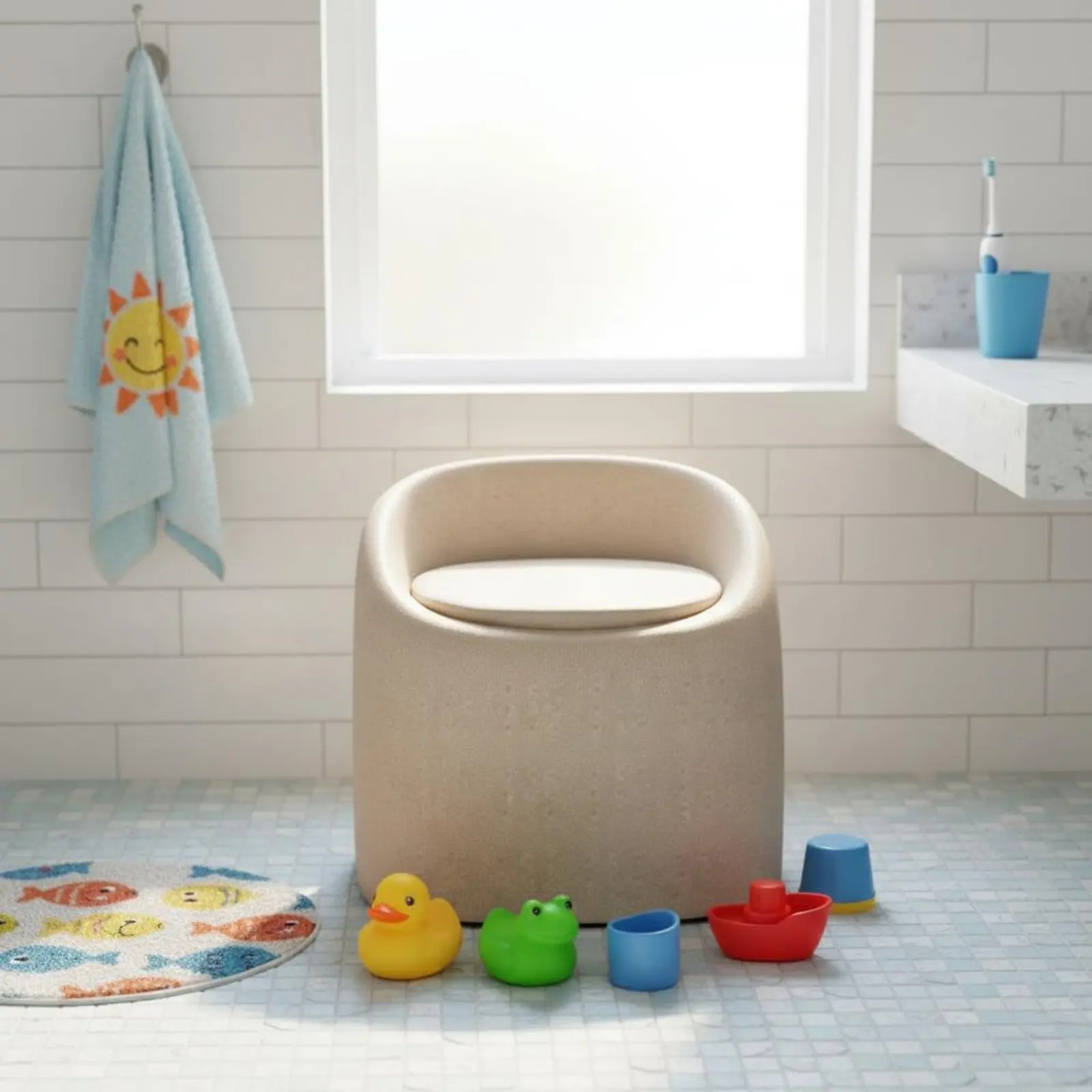 

Expanded Polypropylene Bath Chair Thickened Multi-Use Potty Chair Soft Potty Seat Long-Lasting Child Care Item Easy to Clean