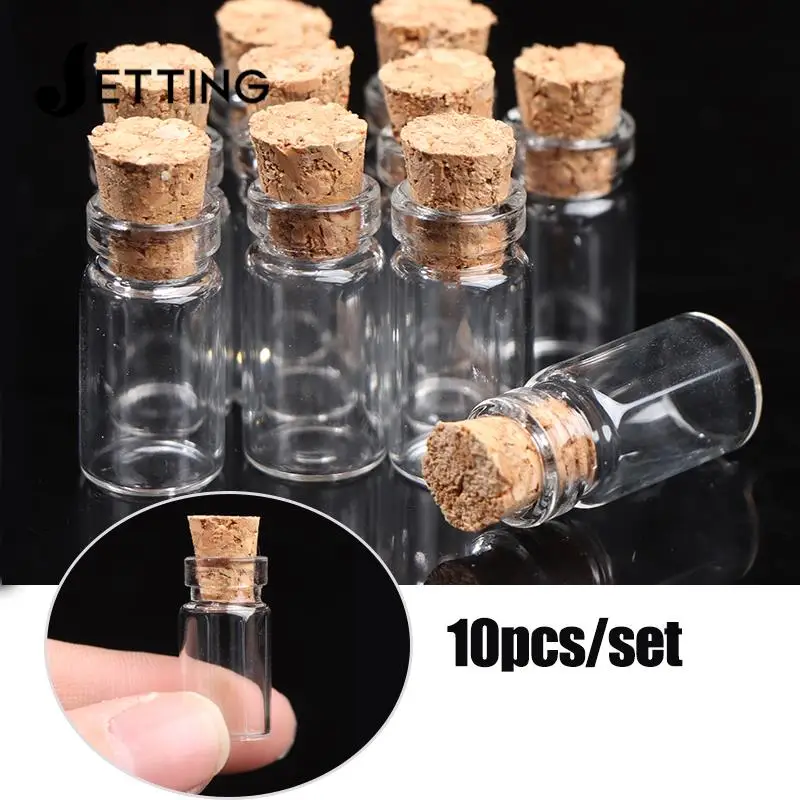 10Pcs Transparent Glass Bottles Mini Potion Bottle Cork Glass Vials Wedding DIY Mini Drift Bottle Wishing Bottle Perfume Bottle