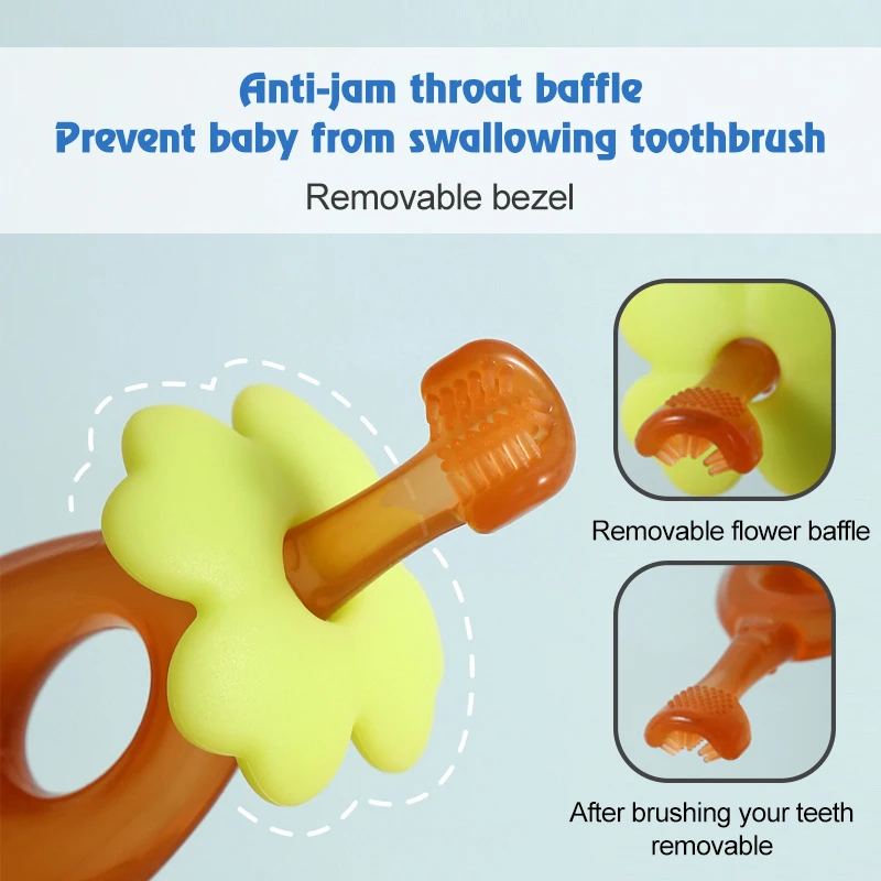 Qshare Children\'s Silicone Toothbrush Baby Toothbrush 0-6 Years Infant Deciduous Primary Teeth Brush Tongue Coating Cleaner