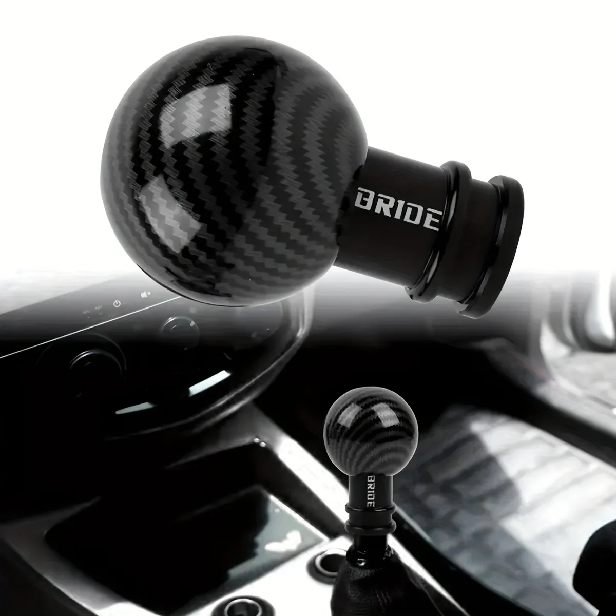 1 peça de botão de mudança de marcha de modificação interior do carro, universal para cabeças de mudança de engrenagem de carro, botão de mudança de fibra de carbono, engrenagem redonda le
