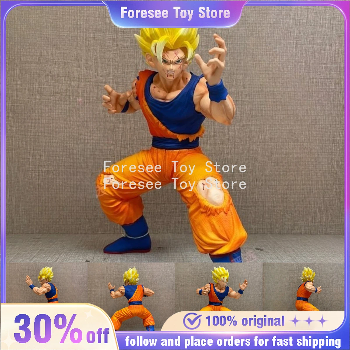 

Dragon Ball Z Goku Kaio ken Figure King Kai Fist Anime Statue Super Saiyan Battle Pose Model Ornament Otaku fans Collectible