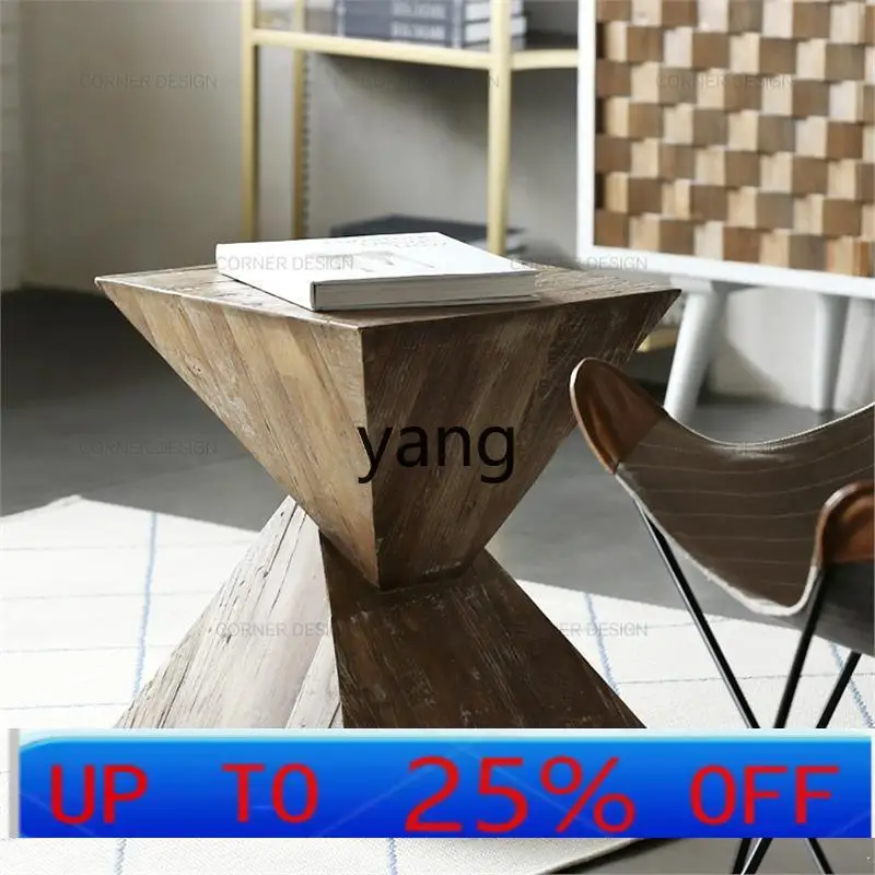 

LMM wabi-sabi sofa small side table American retro solid wood small table industrial corner table