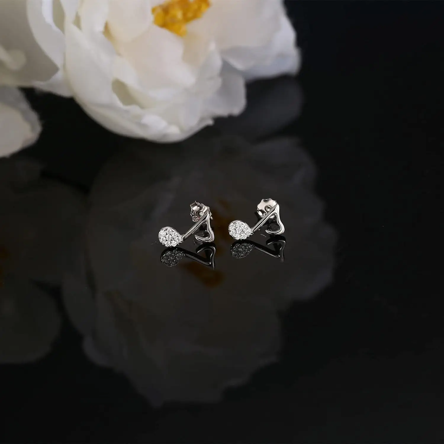 Fansilver Sterling Silver Moon Star Flower CZ Stud Earrings  for Women Men Dainty Cubic Zirconia Earrings Stud Jewelry Gifts