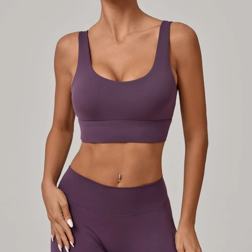 Reggiseno sportivo da yoga ad alto supporto per donna, top da allenamento con schiena scoperta e abbigliamento da palestra fitness da corsa per yoga a fascia larga