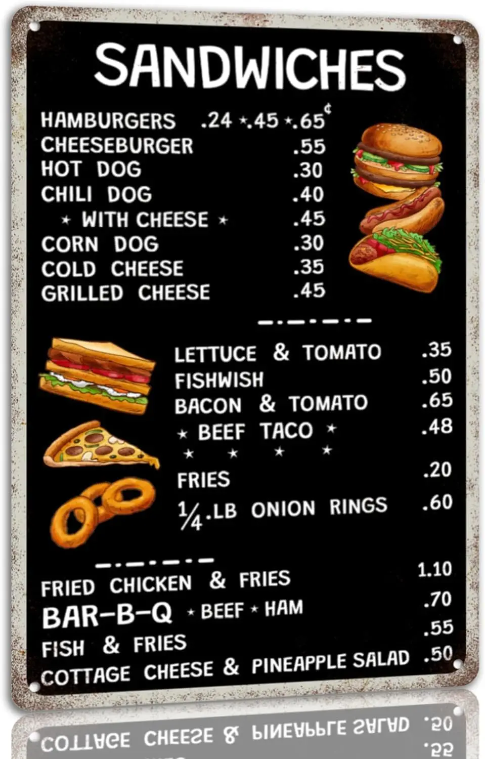 Cartel de chapa para menú de comedor de los años 40, carteles de Metal Vintage para restaurante, decoración Retro de los años 50, placa para el hogar para Bar de cocina