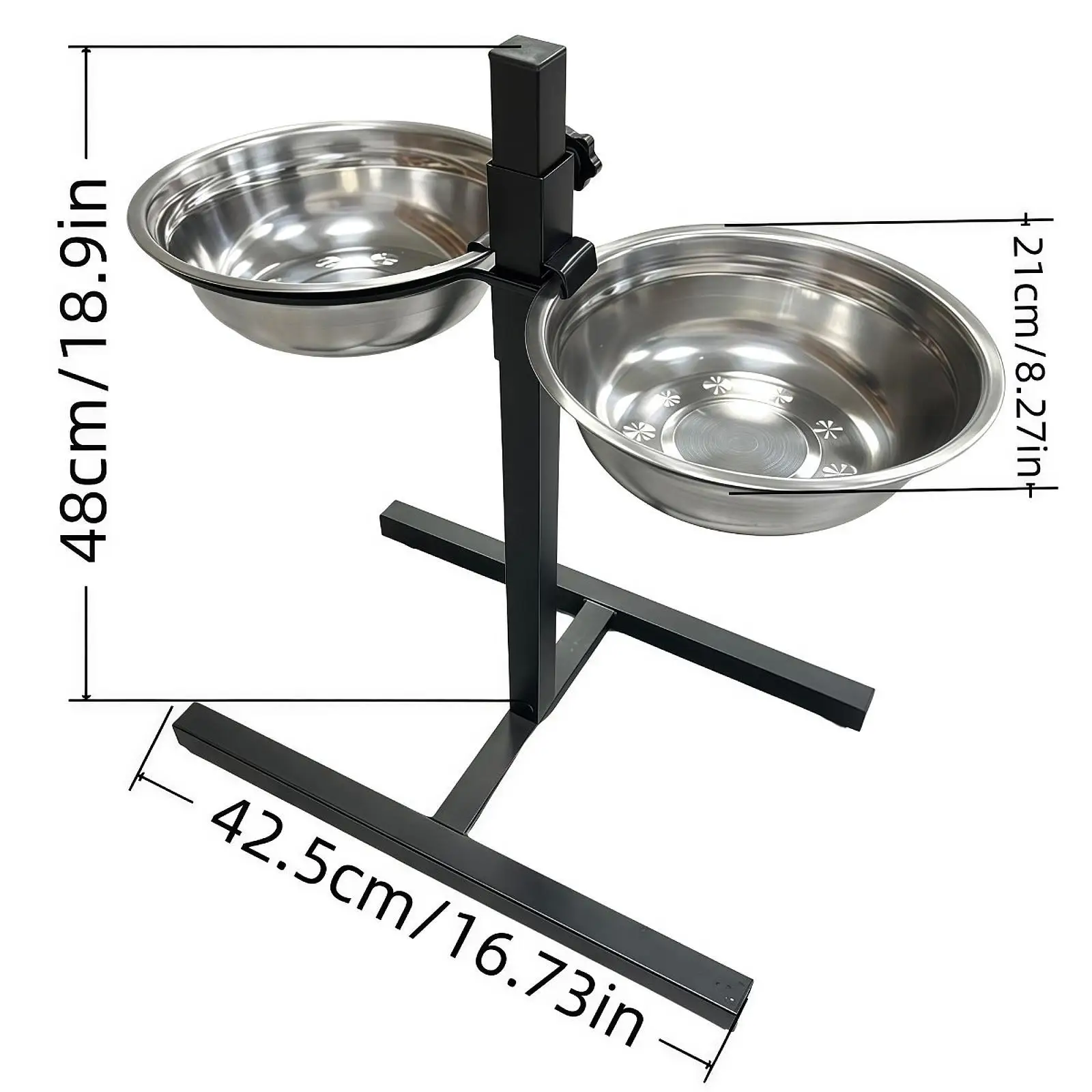 Raised Cat Bowl Double Pet Dog Bowls Stainless Steel Non Skid Elevated Dog Bowl for Kitten Large Medium Small Dogs Puppy Accs