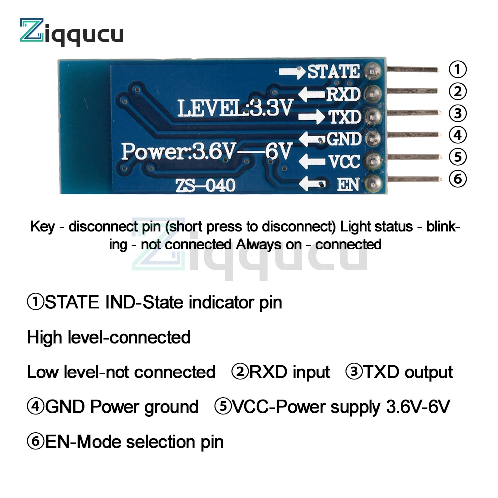 HC-04 Wireless Bluetooth RF Transceiver Master Slave Integrated Bluetooth Module 6 Pin Wireless Serial Port BT Module