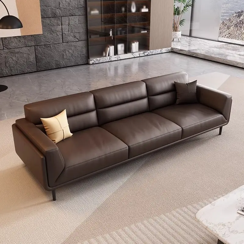 Office, leather sofa, first layer cowhide, business, VIP reception room meeting Italian style, straight row modern leisure