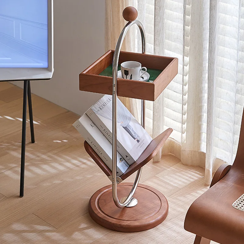 Retro sofa edge few household medieval solid wood storage magazine rack small apartment light luxury corner few