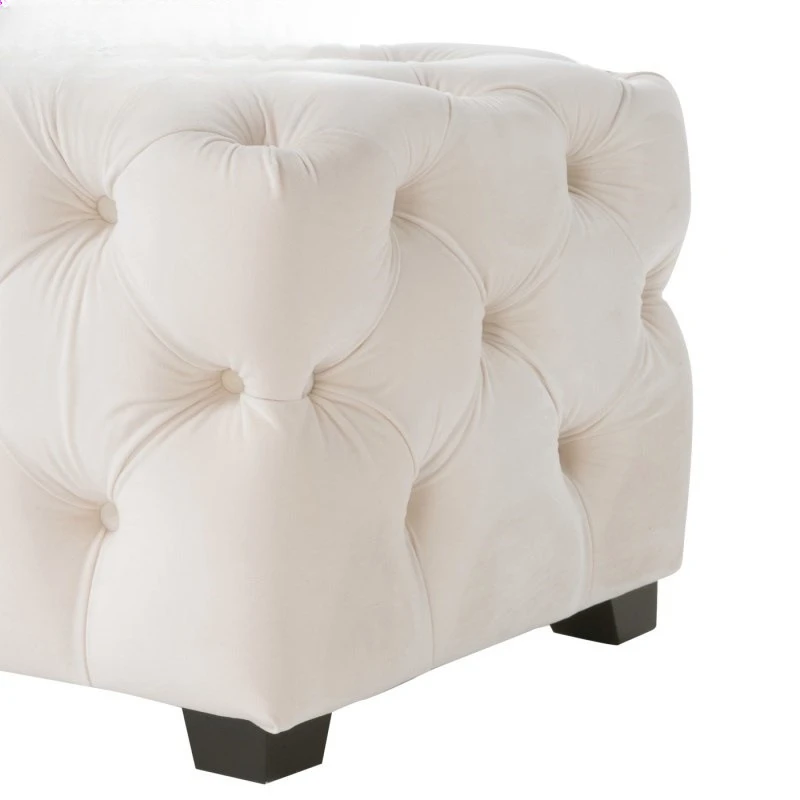 Velvet fabric shoe changing stool bench cloakroom stool designer sofa living room beige coffee table stool