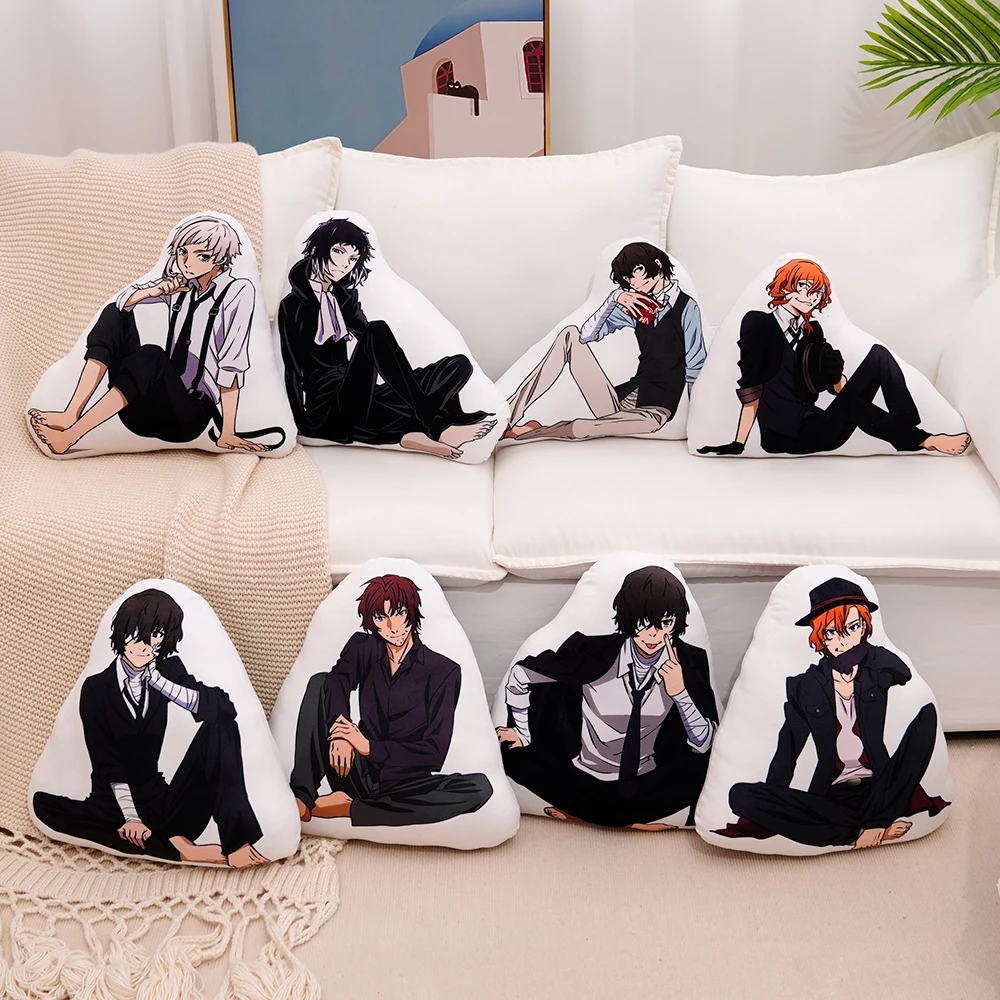 

45cm Cute Bungo Stray Dogs Plush Toy Anime Back Cushion Akutagawa Dazai Chuuya Plushies Decorative Pillow For Sofa Birthday Gift